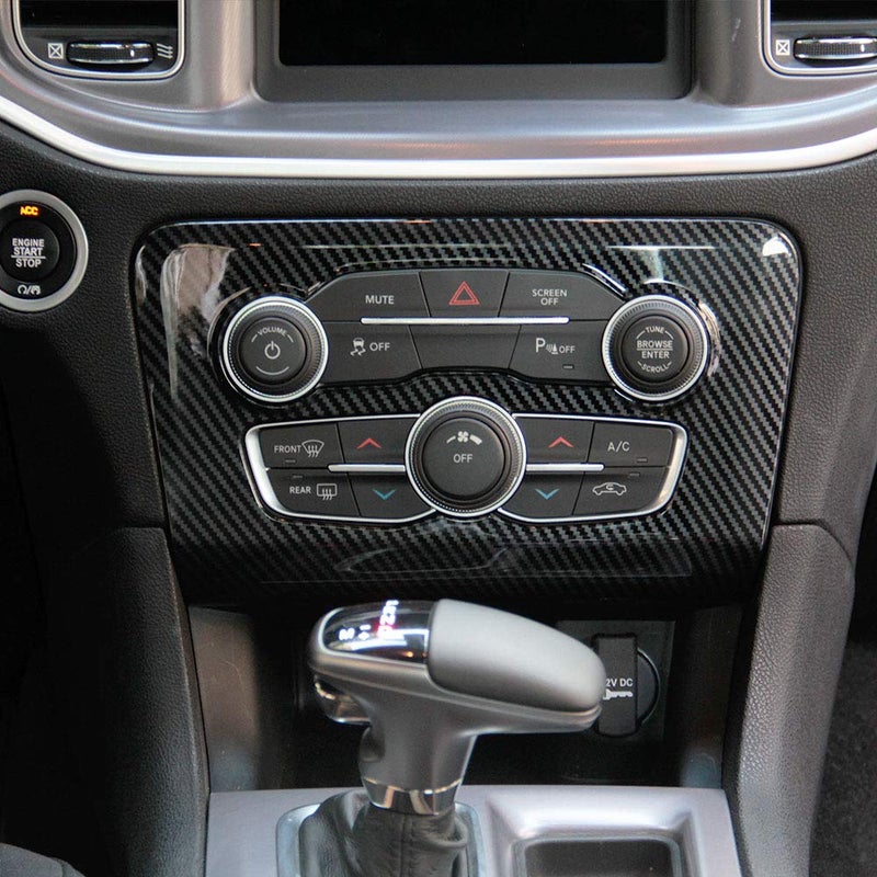 crosselec Carbon Fiber Central Control Air Conditioning A/C Panel Cover tirm for Dodge Charger 2015+ (Black) - Image 3